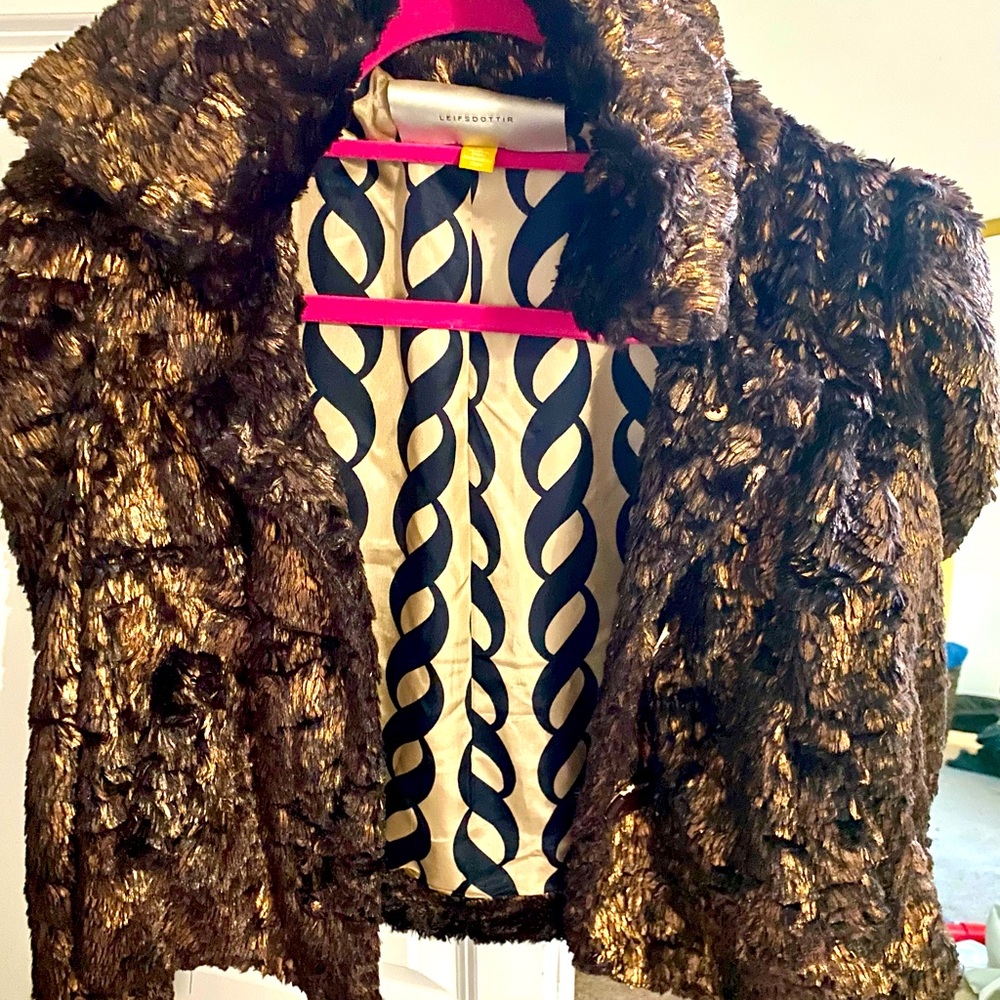 Leifsdottir Metallic Fur Jacket Xs NEW